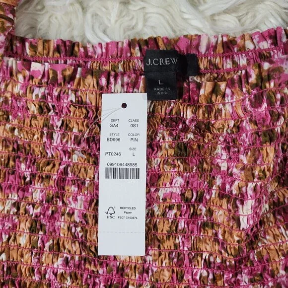 J. Crew Smocked puff-sleeve dress in faded floral - size Large - Picture 6 of 12